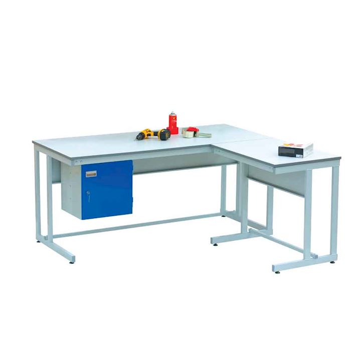 Cantilever workbench with Extension and cupboard