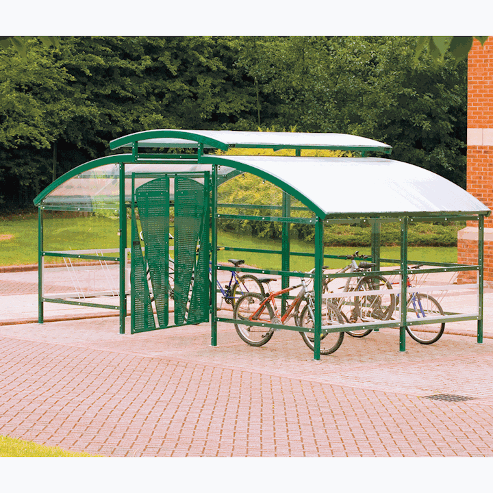 Cycle Compound Shelter With Gate & Canopy 16-48 Bikes